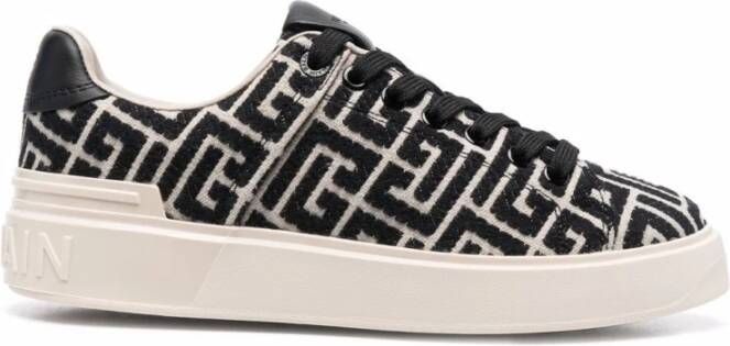 Balmain B-Court trainers met jacquard monogram Black Dames - Foto 7