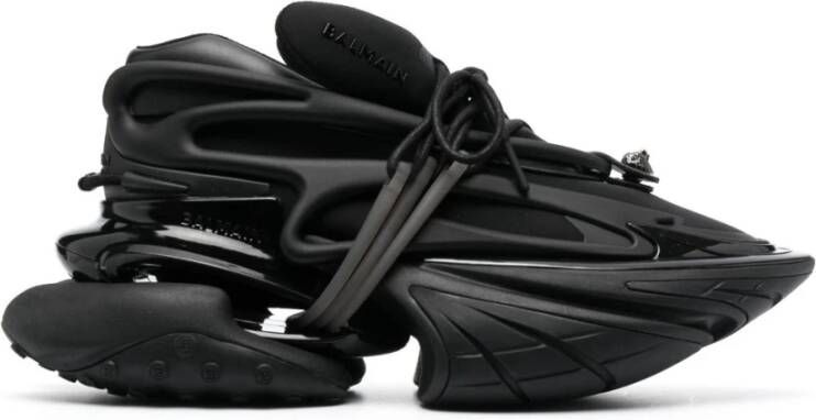 Balmain Zwarte Logo Print Sneakers Black Heren
