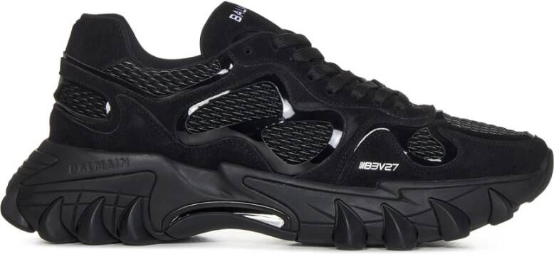 Balmain Zwarte Sneakers met Contrasterend Logo Borduursel Black Heren