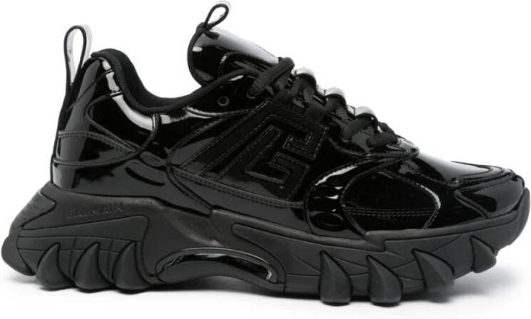 Balmain Zwarte Sneakers met Patentleer Black Heren