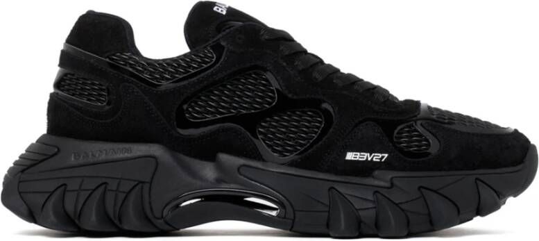 Balmain Zwarte Sneakers met Contrasterend Logo Borduursel Zwart Heren