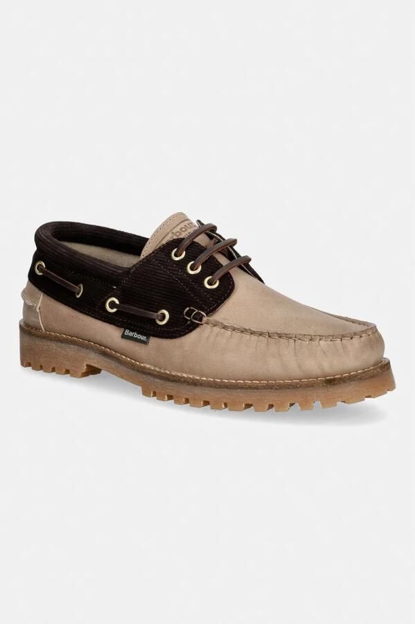 Barbour Leren dekschoenen bruin beige - Foto 2