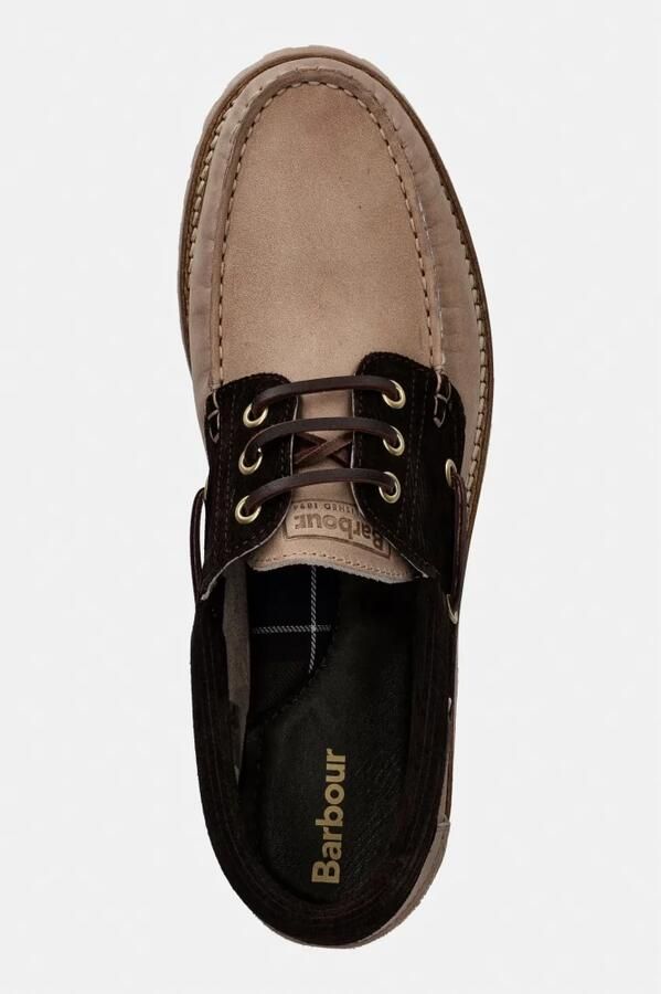 Barbour Leren dekschoenen bruin beige - Foto 3