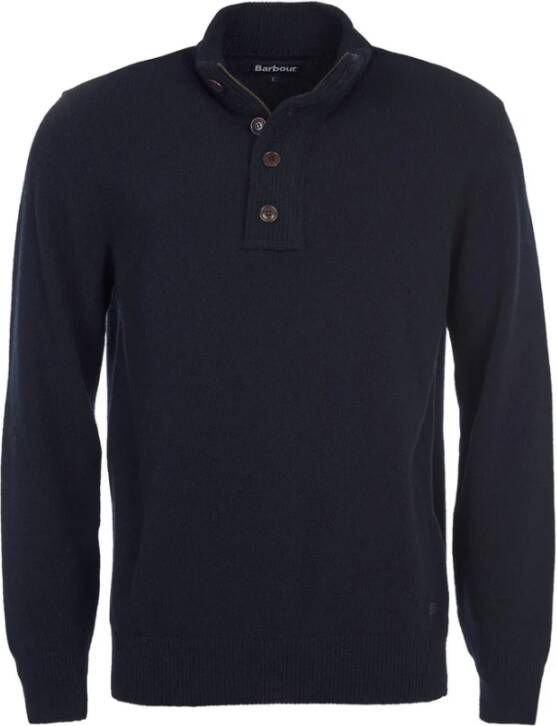 Barbour Blauwe Wollen Trui Elleboog Patches