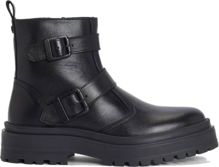 Barbour Dubbele gesp Chelsea Boots Zwart leer