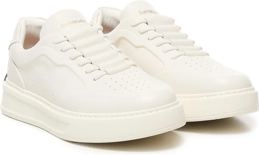 Barracuda Witte Leren Sneakers met Logodetails