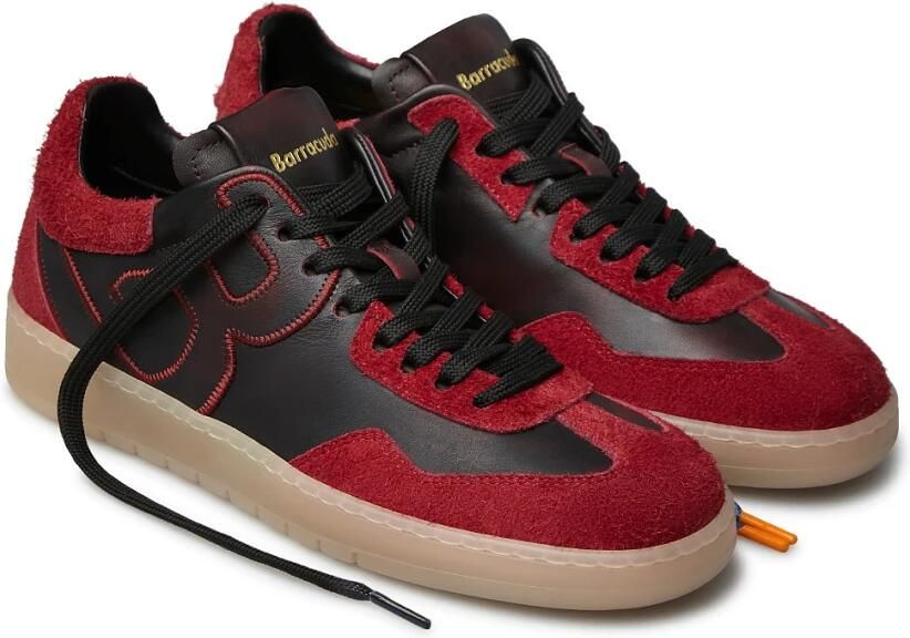 Barracuda Zwarte leren sneakers met bordeaux details