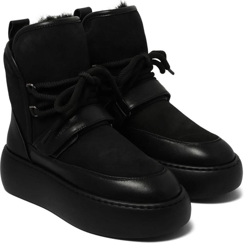 Barracuda Zwarte Shearling Platform Veterschoenen