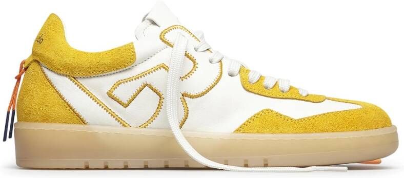 Barracuda Vintage Leren Sneakers Wit Geel