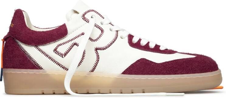 Barracuda Vintage Witte Sneakers met Bourgondische Details