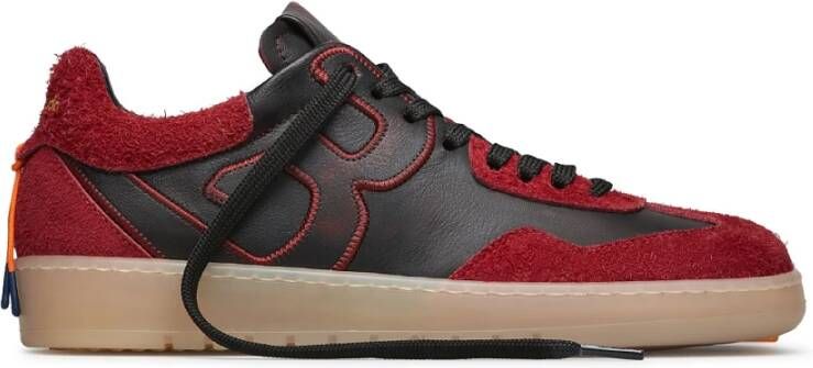 Barracuda Zwarte leren sneakers met bordeaux details