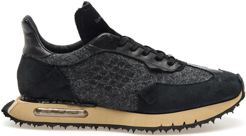 Be Positive Zwarte wollen sneakers met ribstof Black Heren