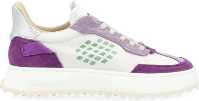 Be Positive Witte en Paarse Leren Sneaker Cuprace Wing
