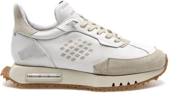Be Positive Witte leren sneakers met grijze suède details