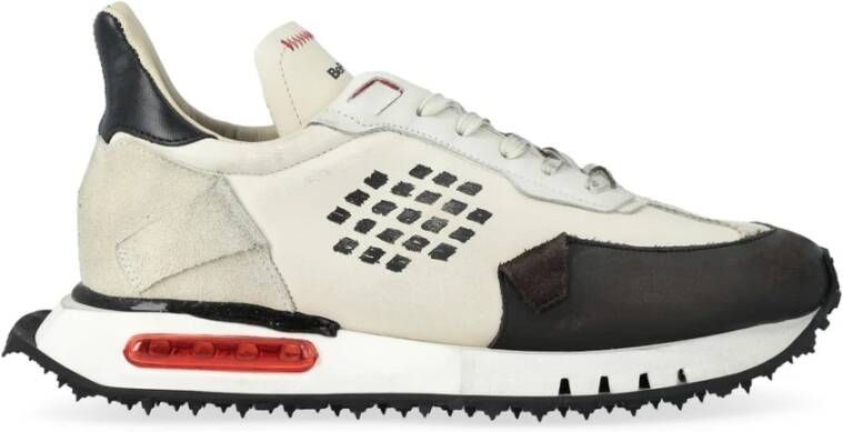 Be Positive Witte Zwarte Space Race Leren Sneakers