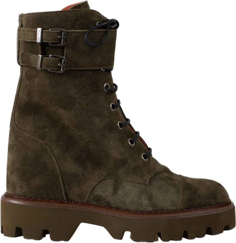 Belle Vie Italiaanse Suède Geometrische Laarzen Green Dames