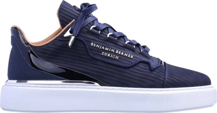 Benjamin Berner 3D Gestreepte Nubuck Sneaker Blue Heren