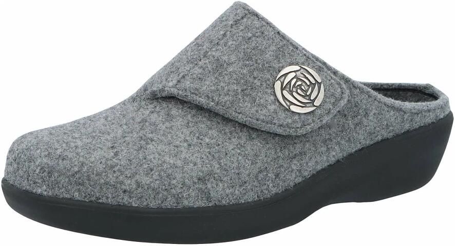 Berkemann TERESA 05061-652 Lichtgrijze dames pantoffels met klittenband - Foto 3