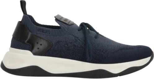 Berluti Blauwe lage sneakers met leren detail Blue Heren
