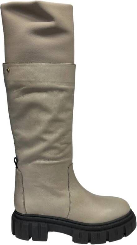 Bervicato Leren laarzen en enkellaarsjes Polyester Gray Dames