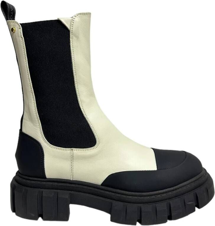 Bervicato Polyester enkellaarzen zwart wit rubber White Dames