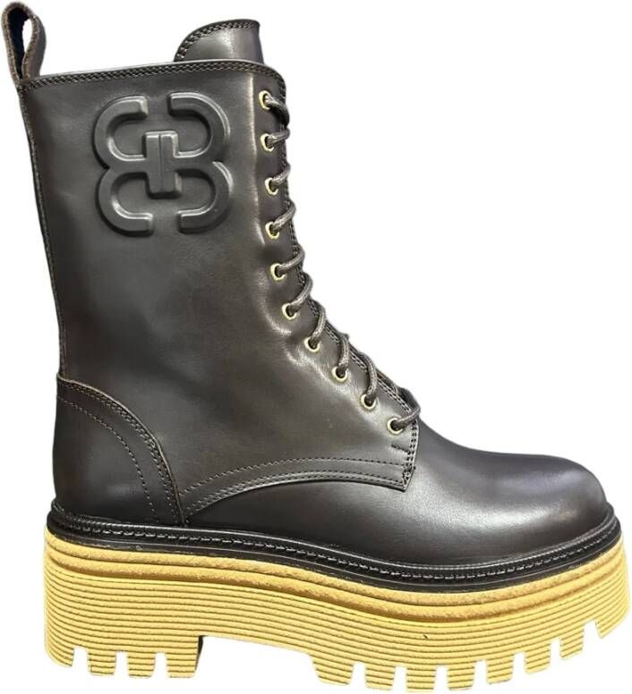 Bervicato Polyester laarzen en enkellaarsjes hoge rubber Brown Dames