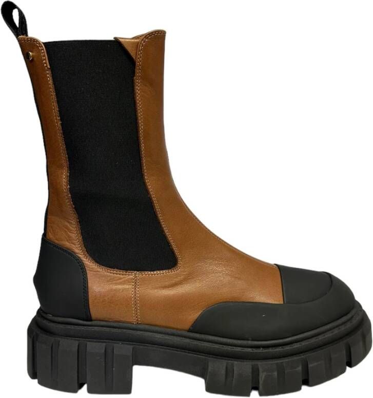 Bervicato Polyester leren enkellaarzen voor de winter Brown Dames