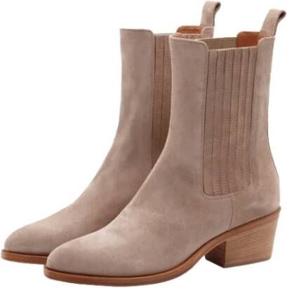 Bervicato Taupe Leren Belen Laarzen Beige Dames