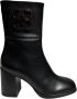 Bervicato Zwarte leren enkellaarzen met rits Black Dames - Thumbnail 1