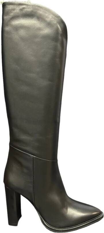 Bervicato Zwarte leren laarzen met 10 cm hak Black Dames