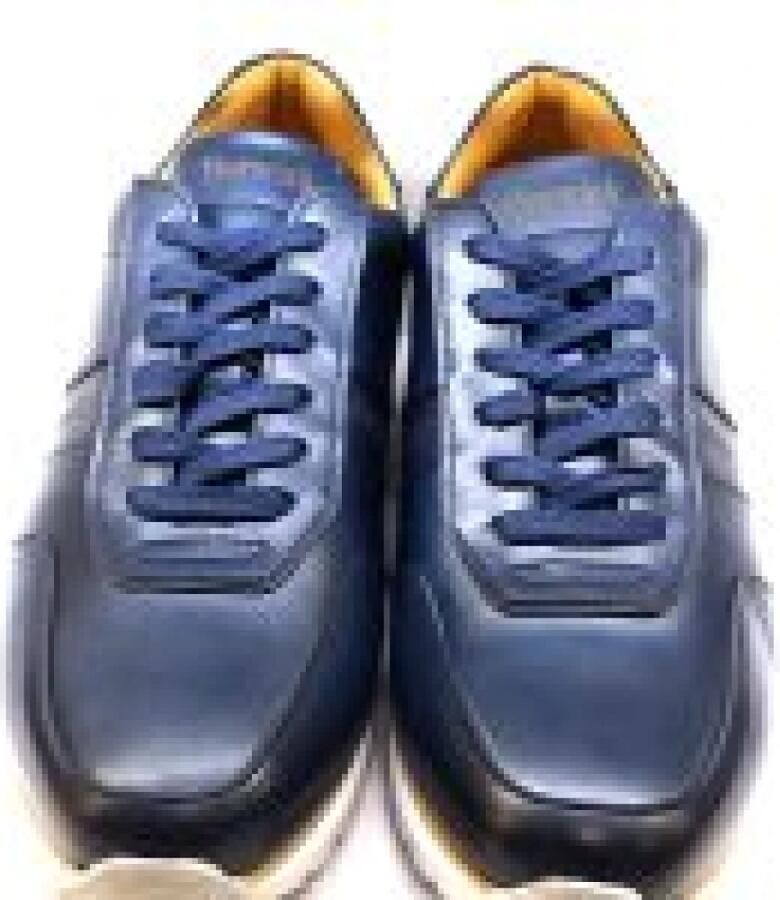 Berwick Verouderde Leren Gymschoenen Blauw Heren