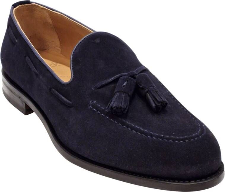 Berwick Navy Suède Kwast Loafer Leren Zool