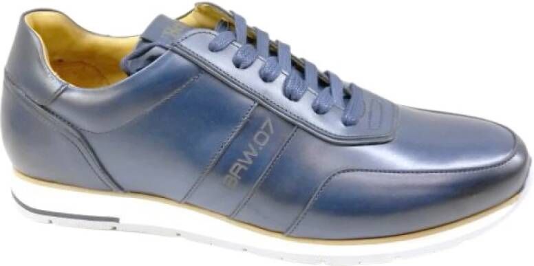 Berwick Verouderde Leren Gymschoenen Blauw Heren - Foto 3