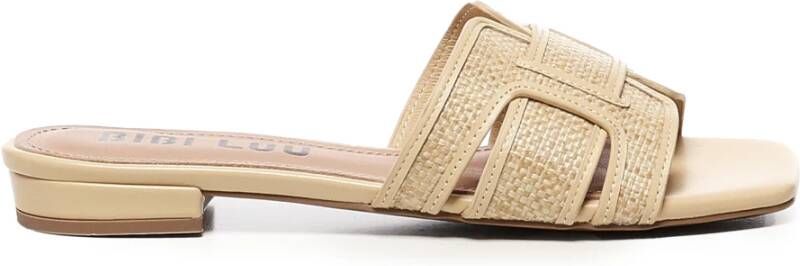 Bibi Lou Beige Raffia en Leren Sandalen