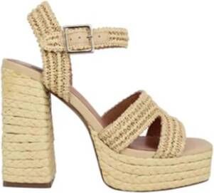 Bibi Lou Beige Raffia Sandalen met 15cm Hak