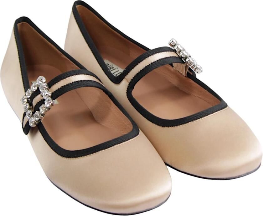 Bibi Lou Beige Satin Swarovski Ballerina Schoenen - Foto 2
