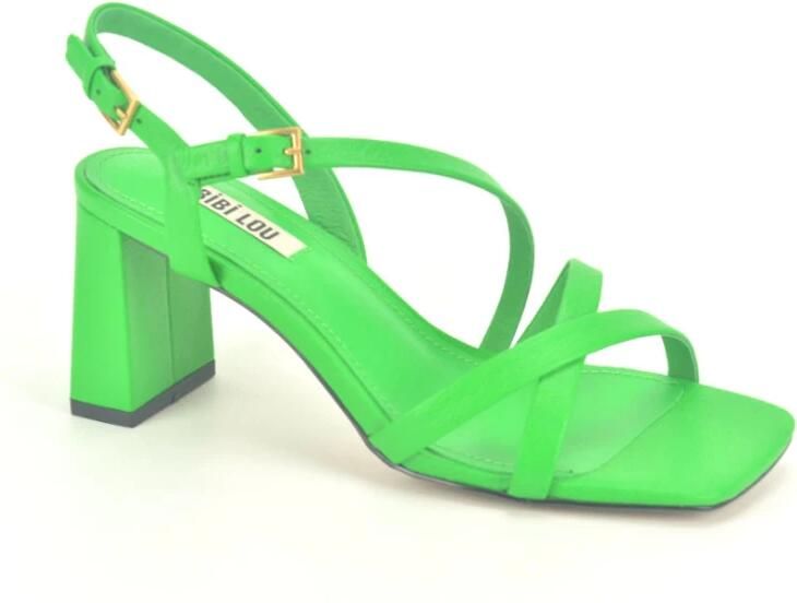 Bibi Lou Stijlvolle Leren Hoge Hak Sandalen Groen Dames