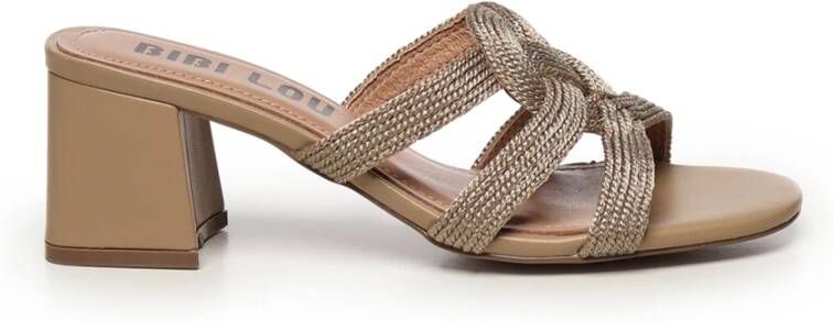 Bibi Lou Bruine sandalen met textiel bovenwerk en hakken