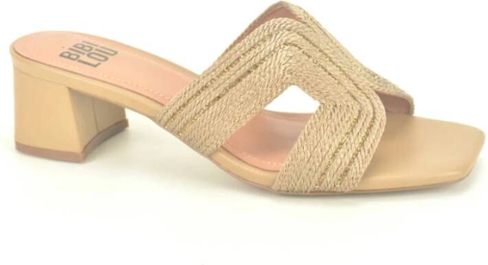 Bibi Lou Camel Raffia Muil O. DH. 4cm Beige Dames