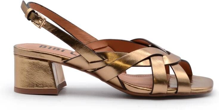 Bibi Lou Gouden Leren Geweven Sandalen