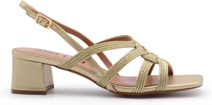 Bibi Lou Gouden leren sandalen met geweven achterkant