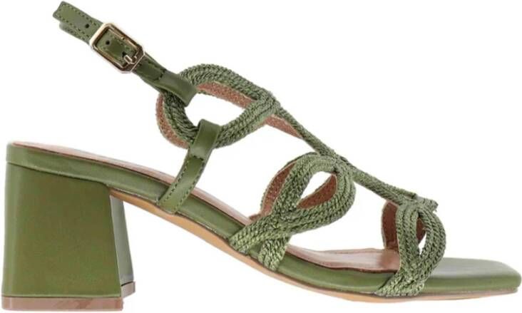 Bibi Lou Groene Sandalen met Vierkante Neus Gesp Sluiting