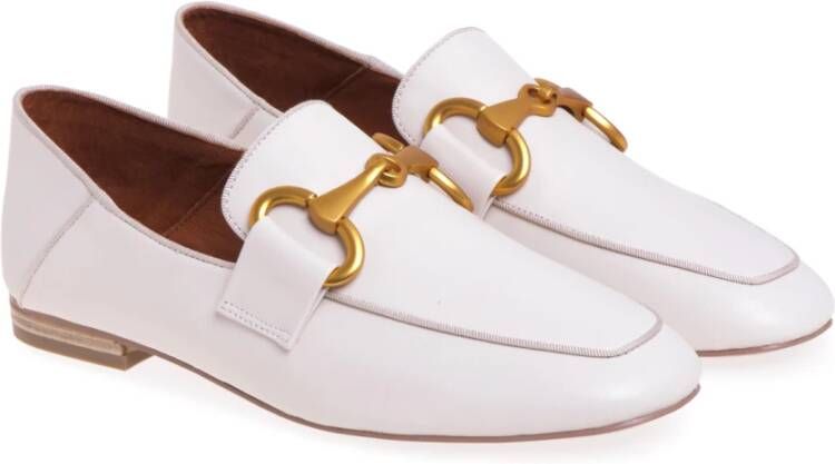 Bibi Lou Leren mocassin met klem en gestructureerde hak White Dames