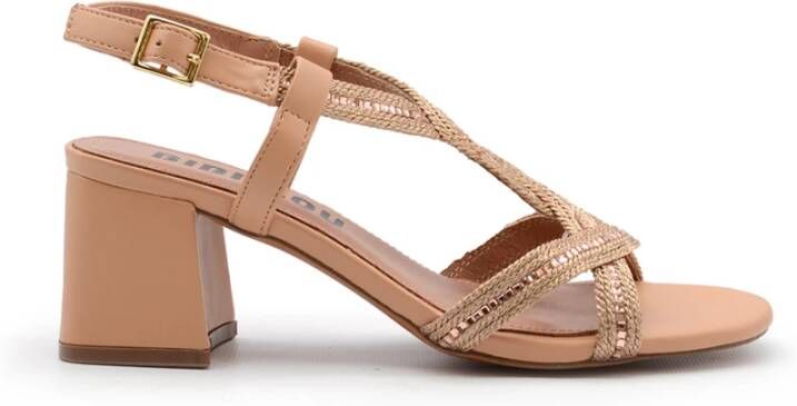 Bibi Lou Leren Sandalen met Fonkelende Stofweefsel