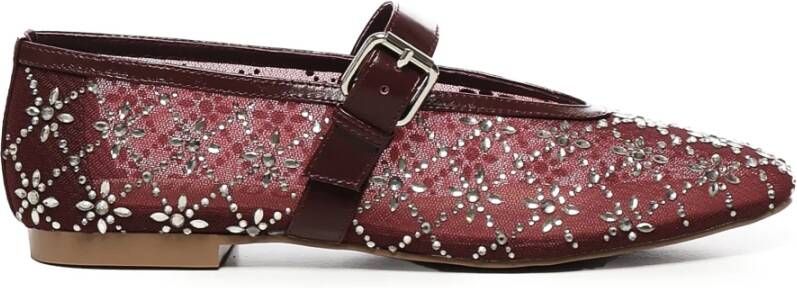 Bibi Lou Rhinestone Gesp Platte Schoenen Bordeaux