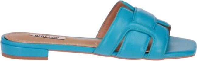 Bibi Lou Turquoise Leren Slippers Blauw Dames