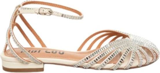 Bibi Lou Witte Juweel Platte Sandaal