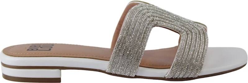 Bibi Lou Witte Swarovski Ciabatta Sandalen White Dames