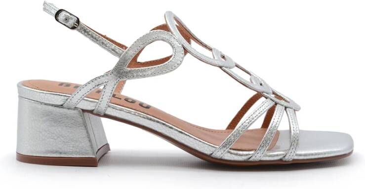Bibi Lou Zilveren Geometrische Leren Sandalen