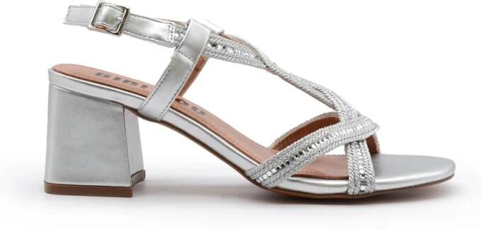 Bibi Lou Zilveren Sandalen met Glanzende Stofweefsel